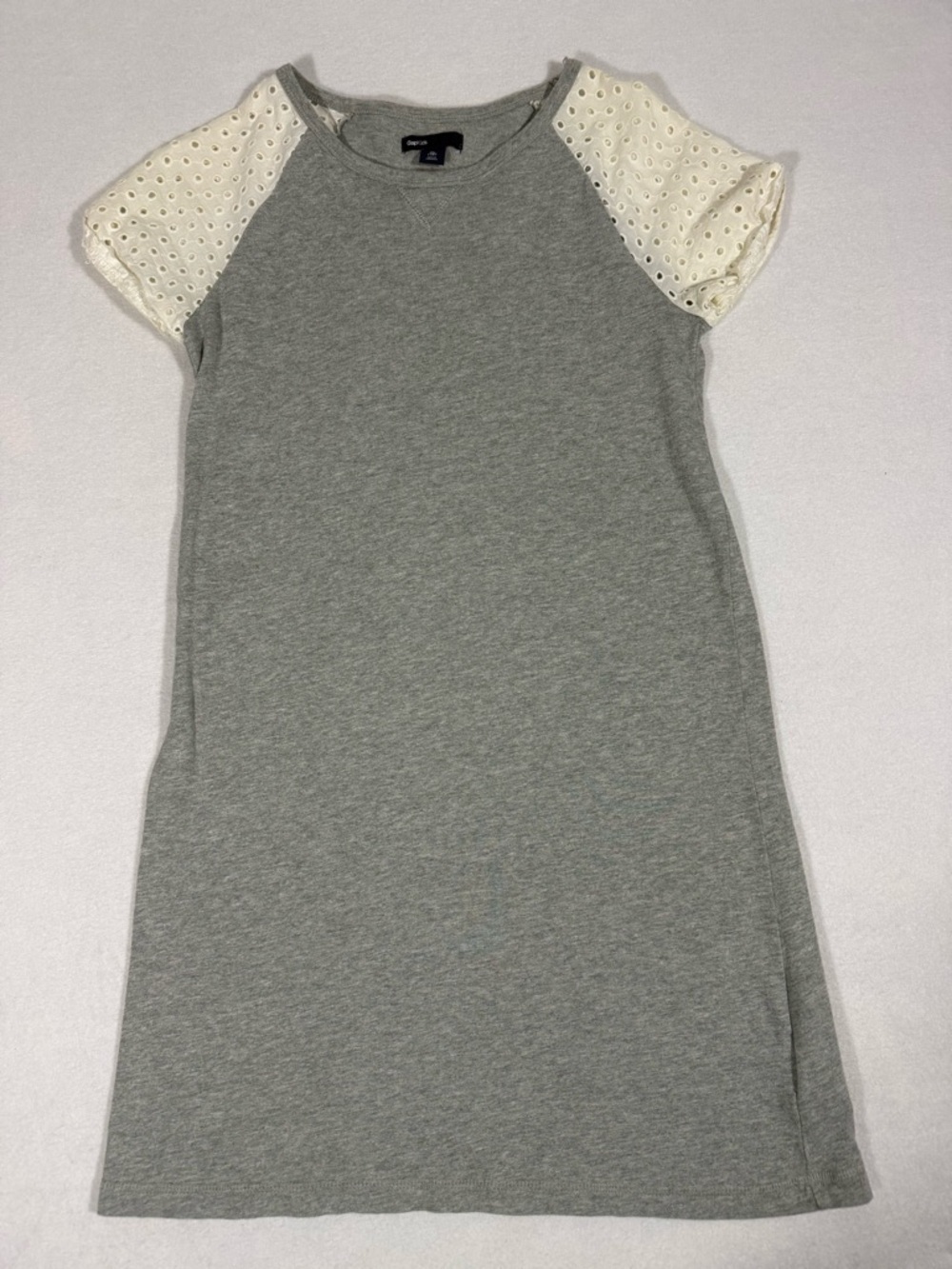 GAP kids girls' gray and eyelet shift dress size XL/12 feminine boho cottagecore